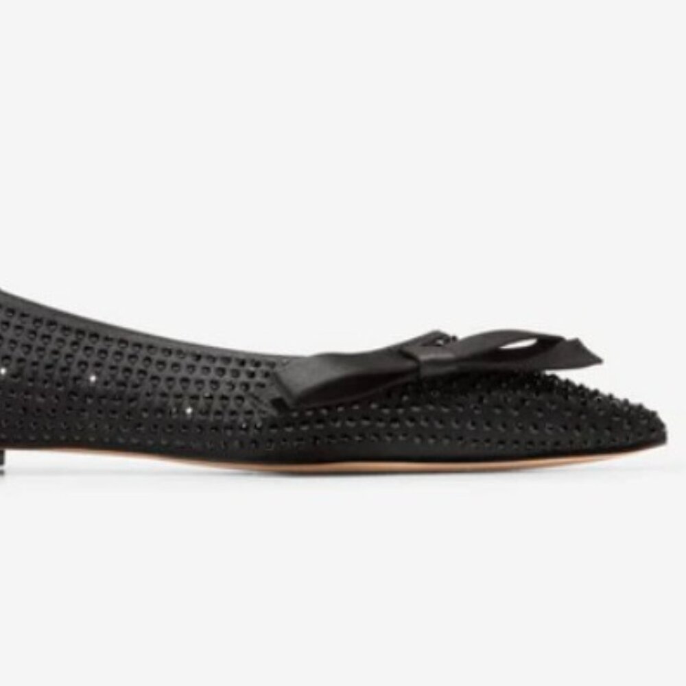 Cole Haan Noella Bow Skimmer Flats Black Crystal Pointed Toe Women US SZ 8 - Picture 4 of 6
